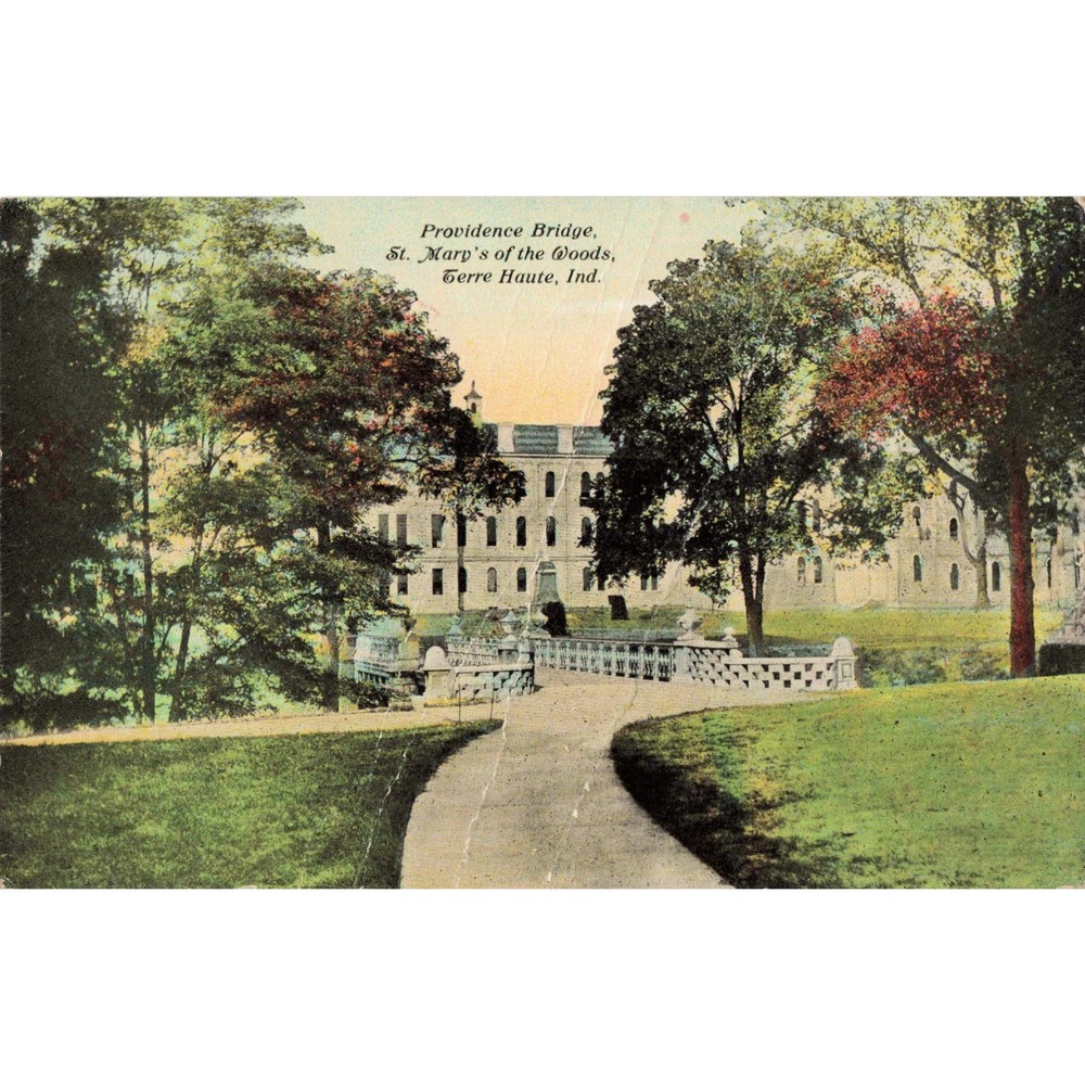 Providence Bridge St Mary's of the Woods Terre Haute Indiana Vintage Postcard - Picture 1 of 2